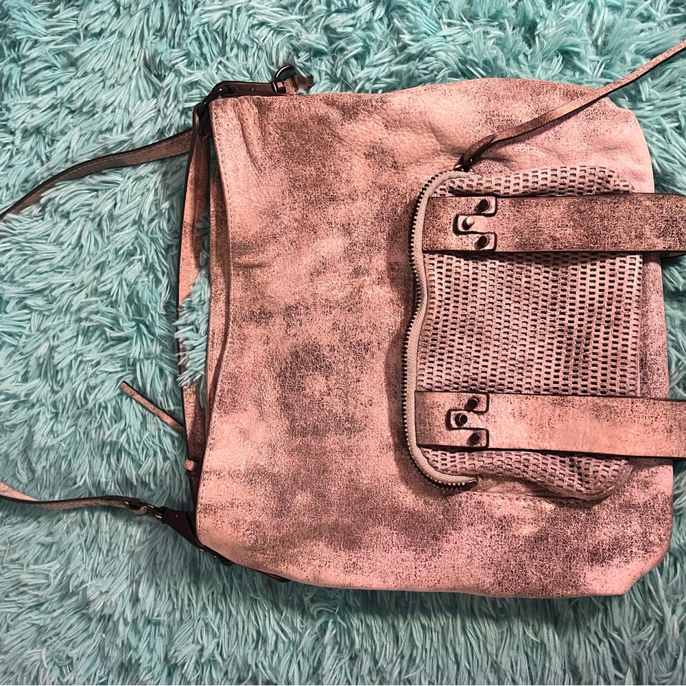 She & Lo grey metallic leather bag